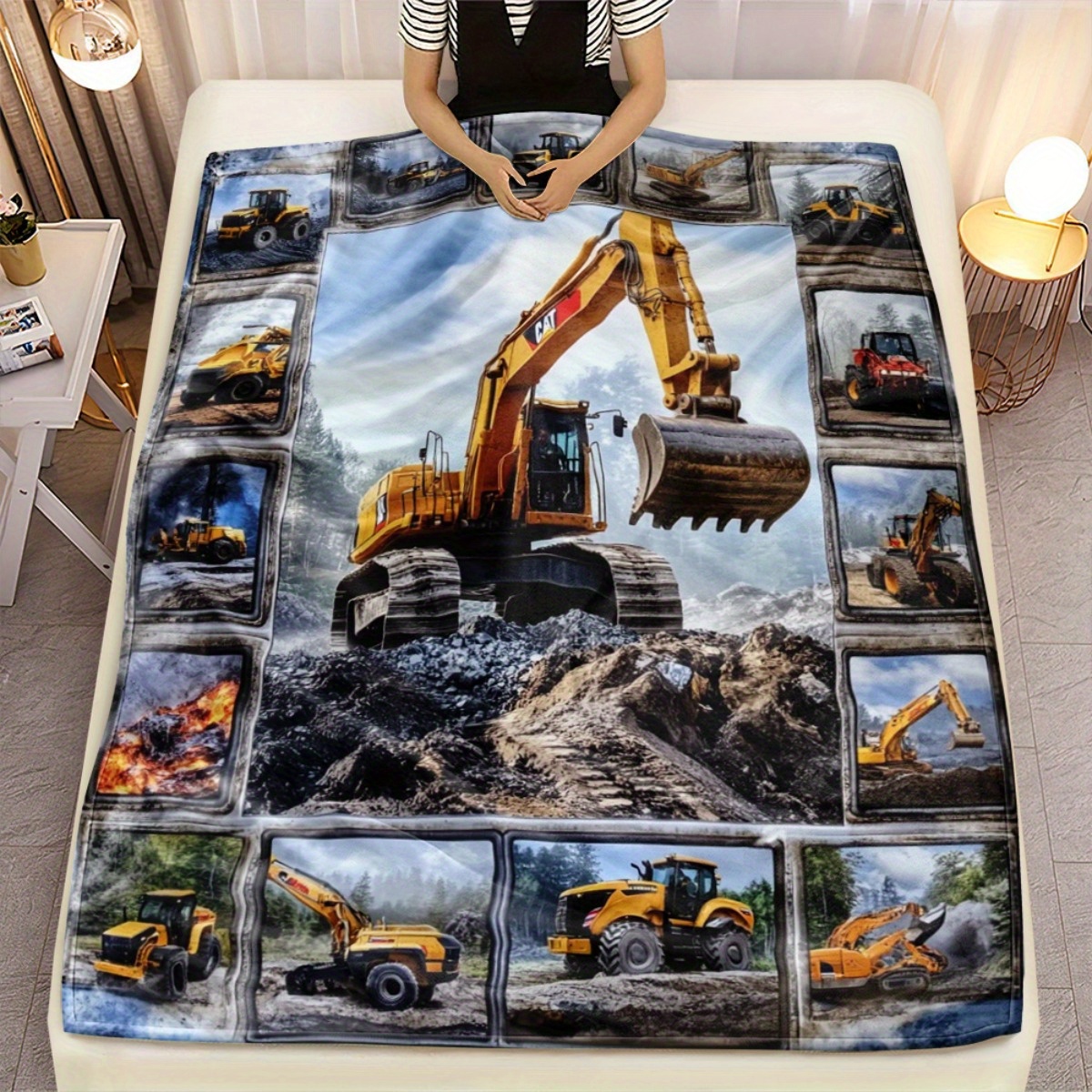 Dump Truck Heavy Equipment - Heavy Equipment Construction Vehicles Blanket -
