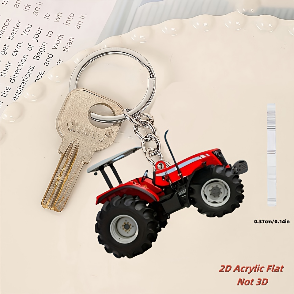 Vibrant Red Tractor Keychains  - Heavy Equipment Key Ring recension och pris