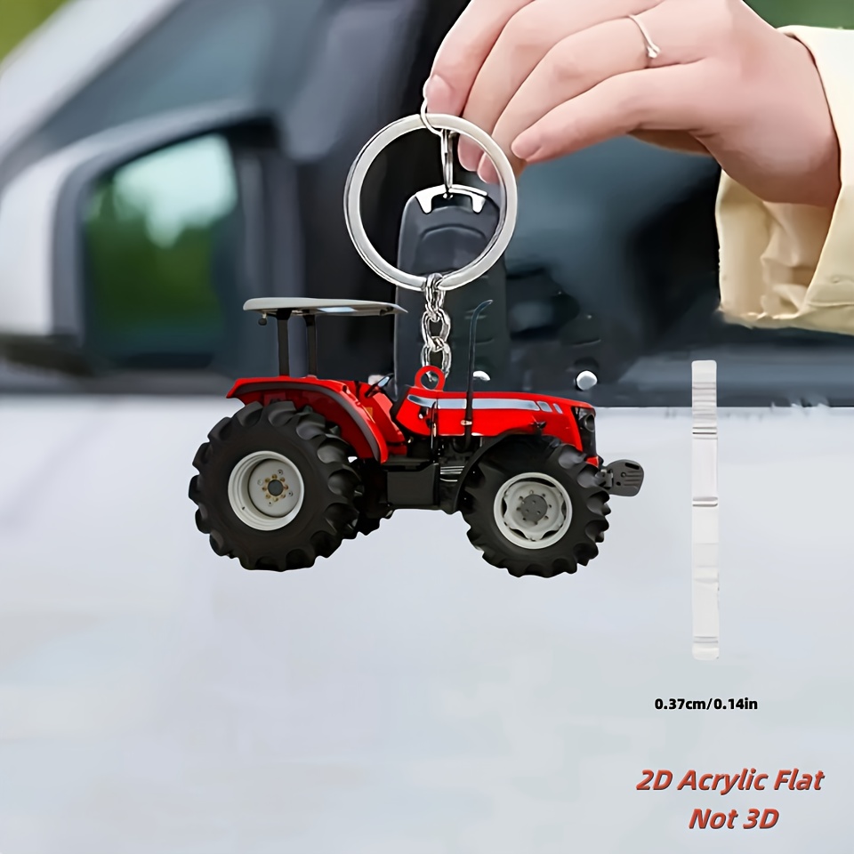 Vibrant Red Tractor Keychains  - Heavy Equipment Key Ring recension och pris
