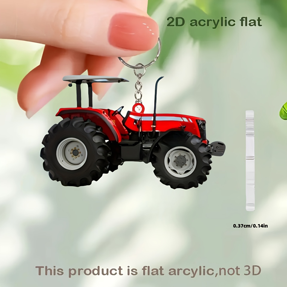 Vibrant Red Tractor Keychains  - Heavy Equipment Key Ring recension och pris