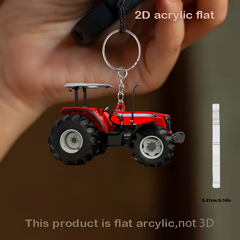 Vibrant Red Tractor Keychains  - Heavy Equipment Key Ring recension och pris