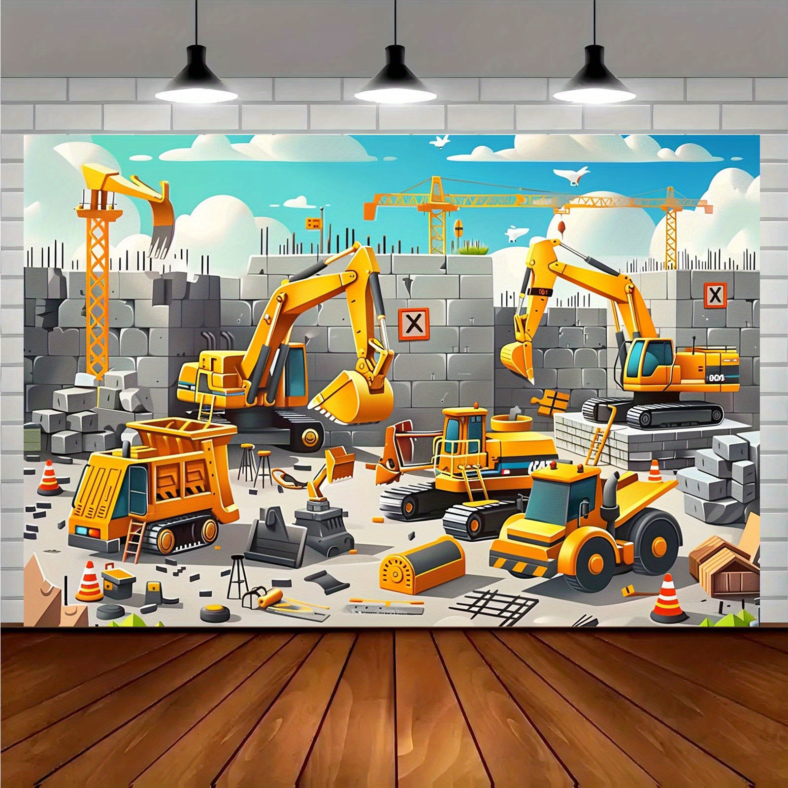 1pc Vivid construction site pa - Heavy Equipment Construction recension och pris