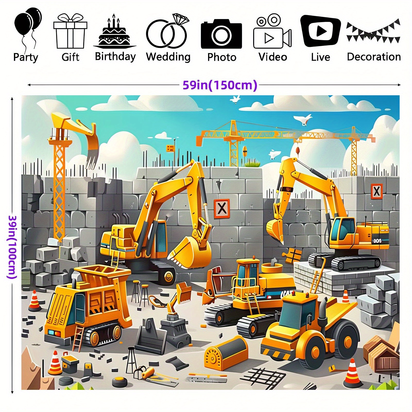 1pc Vivid construction site pa - Heavy Equipment Construction recension och pris