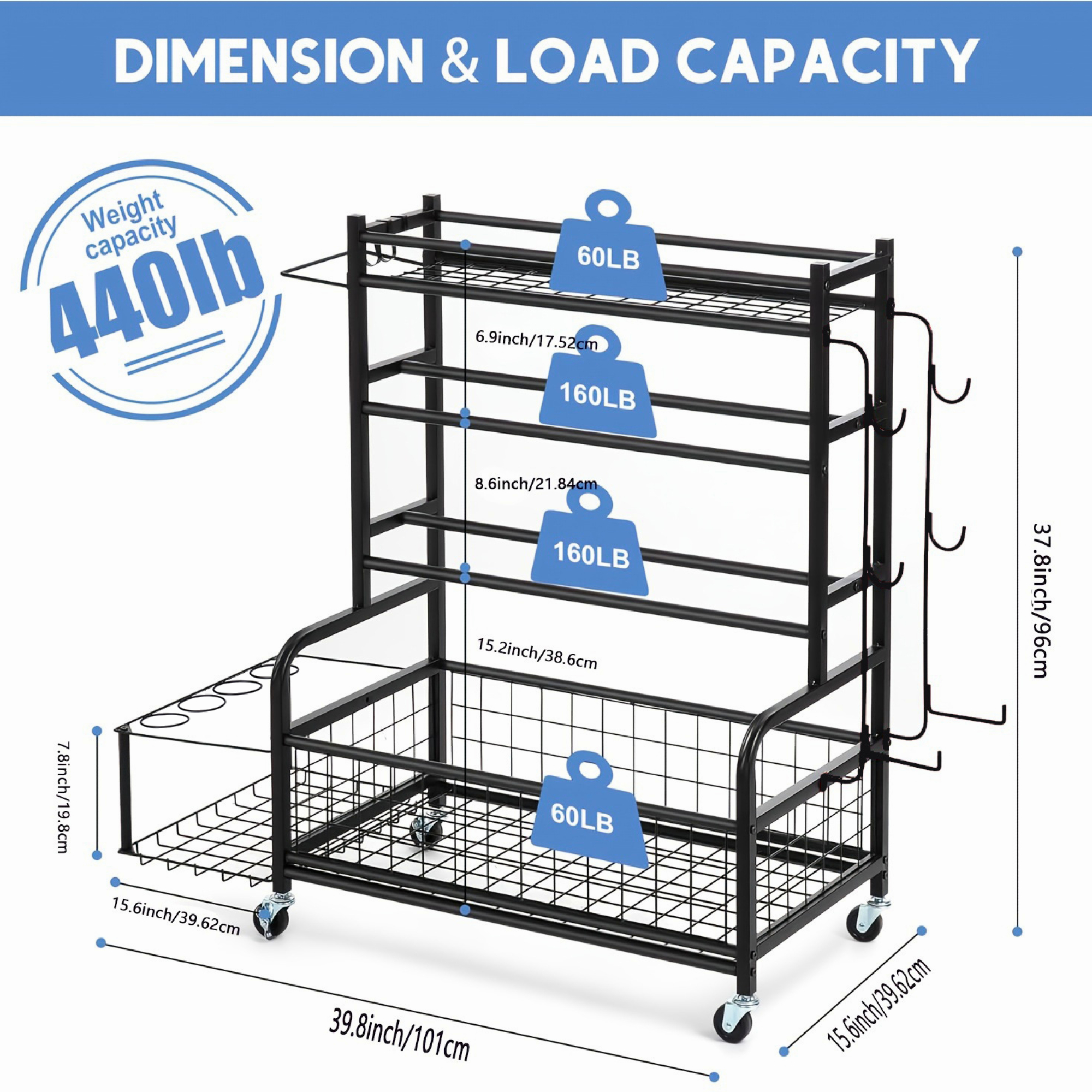 Blacksmith 4 Tier Storage Rack - Heavy Equipment Kitchen recension och pris